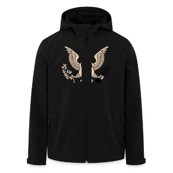 usa army 2 - Men’s Recycled Softshell Jacket by Stanley/Stella - black - Front - AI Model Male 185 light (185cm)