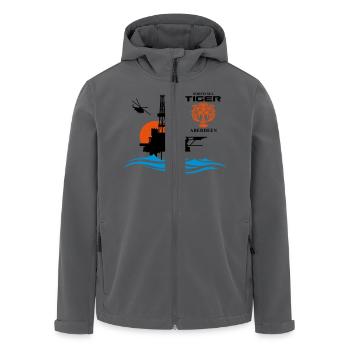 North Sea Tiger Oil Rig Platform Aberdeen - Men’s Recycled Softshell Jacket by Stanley/Stella - black - Front - AI Model Male 185 light (185cm)