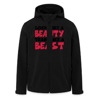 Look like a beauty, train like a beast - Men’s Recycled Softshell Jacket by Stanley/Stella - black - Front - AI Model Male 185 light (185cm)
