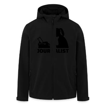 Journalist - Men’s Recycled Softshell Jacket by Stanley/Stella - black - Front - AI Model Male 185 light (185cm)