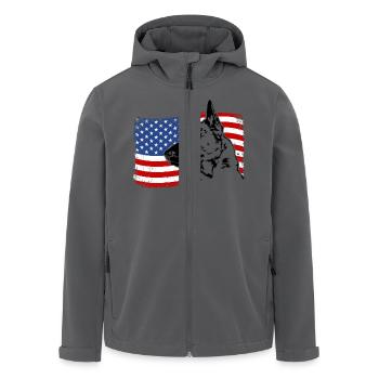 BELGIAN MALINOIS Amerika Fahne Hunde Wilsigns - Recycelte Männer Softshell-Jacke von Stanley/Stella - Schwarz - Vorne - AI Model Male 185 light (185cm)