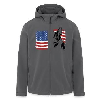 BOSTON TERRIER Amerika Fahne Hunde Hund Wilsigns - Recycelte Männer Softshell-Jacke von Stanley/Stella - Schwarz - Vorne - AI Model Male 185 light (185cm)