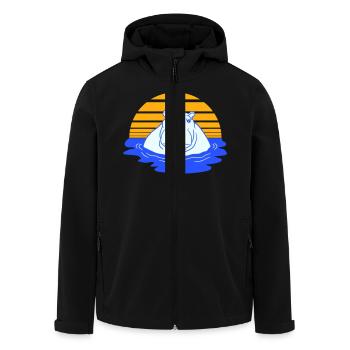 Nilpferd schwimmt Wasser Sonne Süß Comic Cartoon - Recycelte Männer Softshell-Jacke von Stanley/Stella - Schwarz - Vorne - AI Model Male 185 light (185cm)