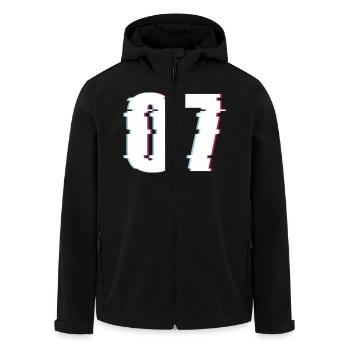 07 Sieben 7 Seven Zahl Effekt Verzerrt Nummer - Recycelte Männer Softshell-Jacke von Stanley/Stella - Schwarz - Vorne - AI Model Male 185 light (185cm)