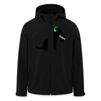 Hund DJ Musik Auflegen Club Disko Schallplatte Fun - Recycelte Männer Softshell-Jacke von Stanley/Stella - Schwarz - Vorne - AI Model Male 185 light (185cm)