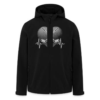 Heartbeat Hockey - Men’s Recycled Softshell Jacket by Stanley/Stella - black - Front - AI Model Male 185 light (185cm)