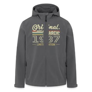 Jahrgang März 1987 Geburtstagsgeschenk März 1987 - Recycelte Männer Softshell-Jacke von Stanley/Stella - Schwarz - Vorne - AI Model Male 185 light (185cm)