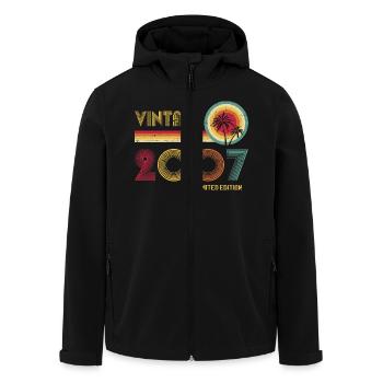 Millésime 2007 Edition Limitée – Rétro Sunset 18ème - Veste softshell homme en polyester recyclé Stanley/Stella - noir - Devant - AI Model Male 185 light (185cm)