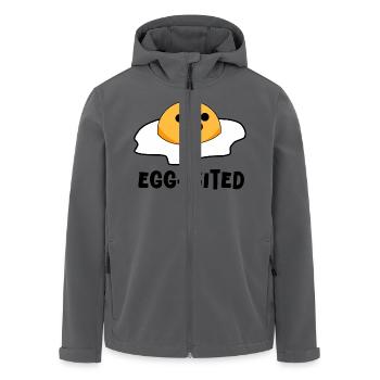 Egg-cited! – Cracked Egg Doodle, Playful Sketch - Men’s Recycled Softshell Jacket by Stanley/Stella - black - Front - AI Model Male 185 light (185cm)