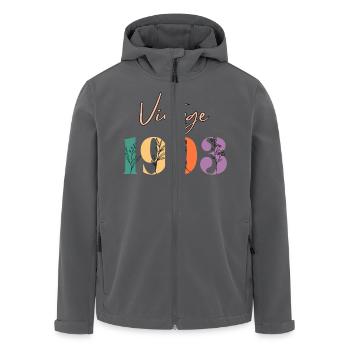 Vintage 1993 florale - Veste softshell homme en polyester recyclé Stanley/Stella - noir - Devant - AI Model Male 185 light (185cm)