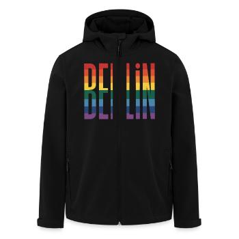 Berlin - Cool queer City Logo - Men’s Recycled Softshell Jacket by Stanley/Stella - black - Front - AI Model Male 185 light (185cm)