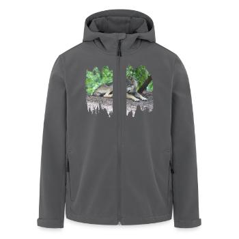 Grey Wolf - Men’s Recycled Softshell Jacket by Stanley/Stella - anthracite - Front - AI Model Male 185 light (185cm)