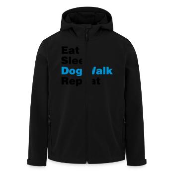 eat sleep dog walk repeat 2col - Men’s Recycled Softshell Jacket by Stanley/Stella - black - Front - AI Model Male 185 light (185cm)