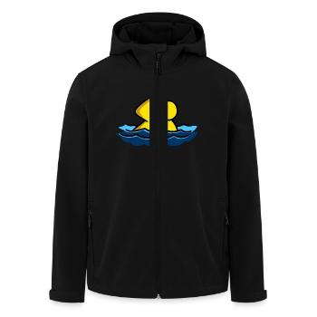 Comic Schwimmen Symbol - Recycelte Männer Softshell-Jacke von Stanley/Stella - Schwarz - Vorne - AI Model Male 185 light (185cm)
