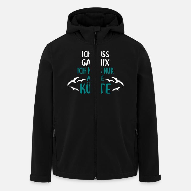Ich muss gar nix - Ich muss nur an die Küste - Recycelte Männer Softshell-Jacke von Stanley/Stella - Schwarz