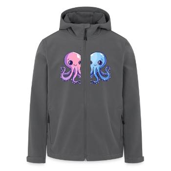 Oktopus Paar Liebe Valentinstag - Recycelte Männer Softshell-Jacke von Stanley/Stella - Schwarz - Vorne - AI Model Male 185 light (185cm)