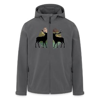 Deer - Men’s Recycled Softshell Jacket by Stanley/Stella - black - Front - AI Model Male 185 light (185cm)
