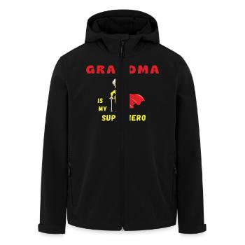 Grandma Is My Superhero Funny Design - Men’s Recycled Softshell Jacket by Stanley/Stella - black - Front - AI Model Male 185 light (185cm)