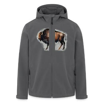 Bison Büffel Wisent Höhlenmalerei - Recycelte Männer Softshell-Jacke von Stanley/Stella - Schwarz - Vorne - AI Model Male 185 light (185cm)