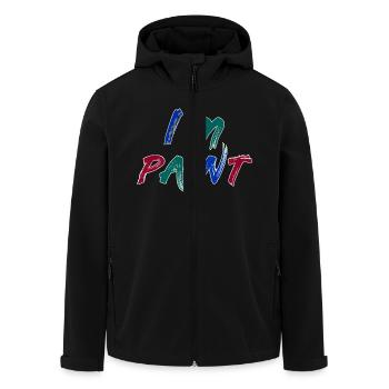 JE SUIS PEINTRE - J’adore peindre au doigt – Peintures au doigt - Veste softshell homme en polyester recyclé Stanley/Stella - noir - Devant - AI Model Male 185 light (185cm)