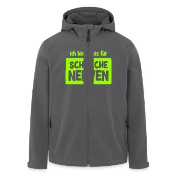 Ich bin nichts für schwache Nerven - Recycelte Männer Softshell-Jacke von Stanley/Stella - Schwarz - Vorne - AI Model Male 185 light (185cm)