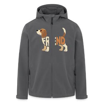 Ami Beagle - Logo d’animal de compagnie cool - Veste softshell homme en polyester recyclé Stanley/Stella - noir - Devant - AI Model Male 185 light (185cm)