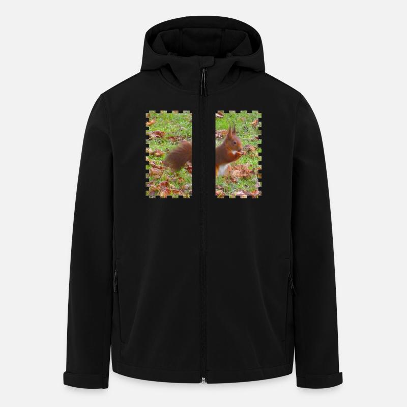 Ecureuil avec une noisette - Veste softshell homme en polyester recyclé Stanley/Stella - noir