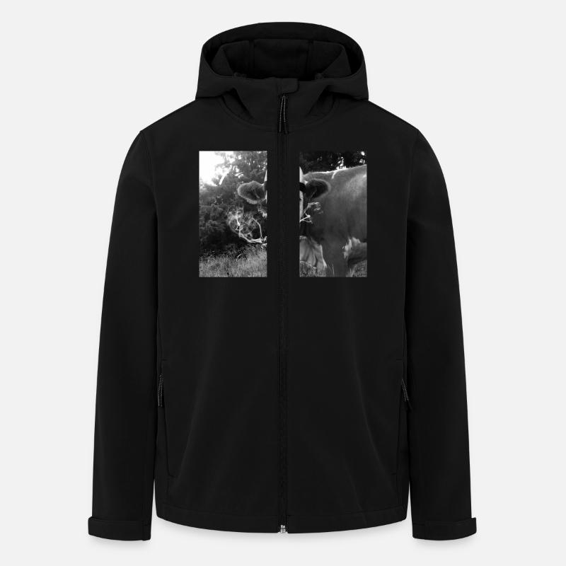 Bekiffte Kuh mit Spliff - Recycelte Männer Softshell-Jacke von Stanley/Stella - Schwarz