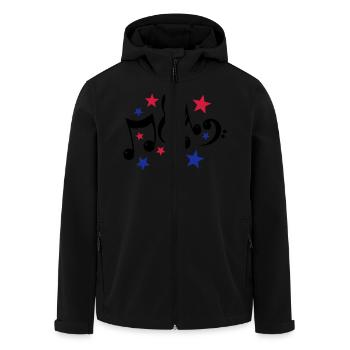 Music Notes and Stars 3c - Men’s Recycled Softshell Jacket by Stanley/Stella - black - Front - AI Model Male 185 light (185cm)