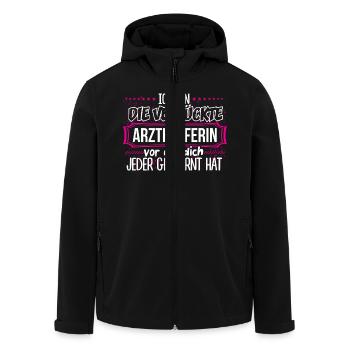ARZTHELFERIN - Verrückt - Recycelte Männer Softshell-Jacke von Stanley/Stella - Schwarz - Vorne - AI Model Male 185 light (185cm)