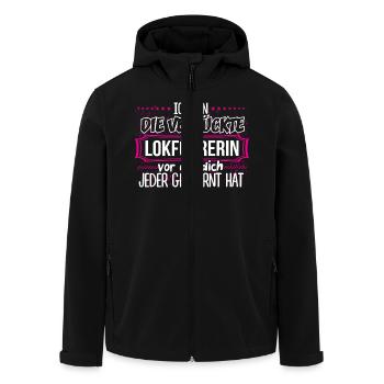 LOKFÜHRERIN - Verrückt - Recycelte Männer Softshell-Jacke von Stanley/Stella - Schwarz - Vorne - AI Model Male 185 light (185cm)