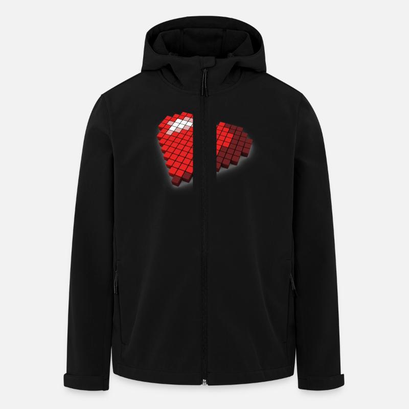 8 Bit Pixel Coeur - Veste softshell homme en polyester recyclé Stanley/Stella - noir