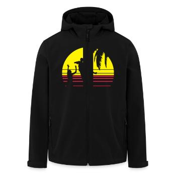 SUNSET BEACH HANDBALL - Men’s Recycled Softshell Jacket by Stanley/Stella - black - Front - AI Model Male 185 light (185cm)