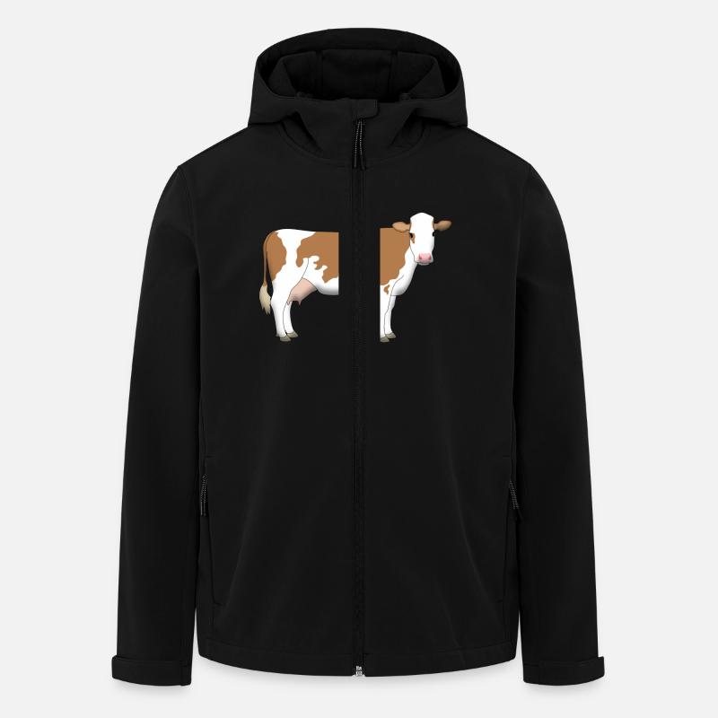 Kuh Fleckvieh Kopf vorn - Recycelte Männer Softshell-Jacke von Stanley/Stella - Schwarz