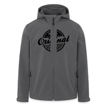 100_original_rk1 - Men’s Recycled Softshell Jacket by Stanley/Stella - black - Front - AI Model Male 185 light (185cm)