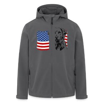 Chesapeake Bay Retriever Amerika Fahne Hunde - Recycelte Männer Softshell-Jacke von Stanley/Stella - Schwarz - Vorne - AI Model Male 185 light (185cm)
