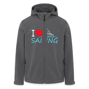 I Love Sailing Saying Waves Sailor Heart Love - Men’s Recycled Softshell Jacket by Stanley/Stella - black - Front - AI Model Male 185 light (185cm)