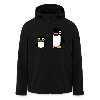 2 pingouins papa maman enfant bébé mains tenant mignon - Veste softshell homme en polyester recyclé Stanley/Stella - noir - Devant - AI Model Male 185 light (185cm)