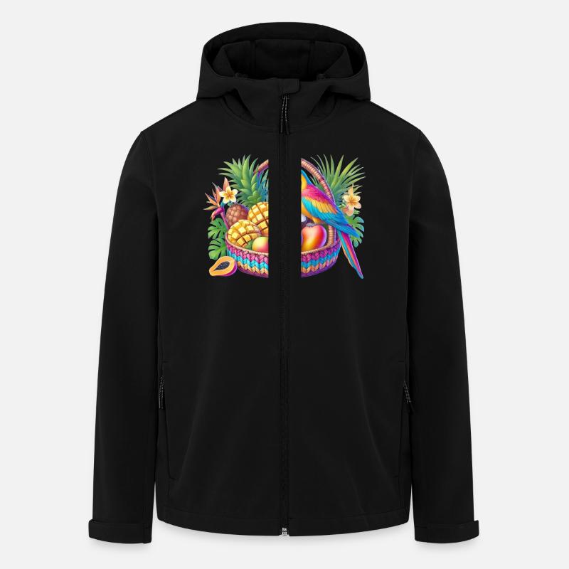 Obstkorb mit Papagei - Recycelte Männer Softshell-Jacke von Stanley/Stella - Schwarz