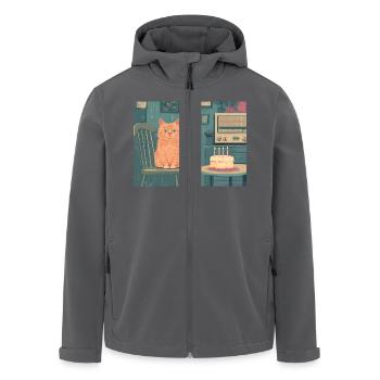 Happy Birthday cat - Recycelte Männer Softshell-Jacke von Stanley/Stella - Schwarz - Vorne - AI Model Male 185 light (185cm)