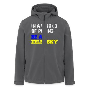 In a World of Putins be a Zelensky - Men’s Recycled Softshell Jacket by Stanley/Stella - black - Front - AI Model Male 185 light (185cm)