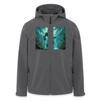 Tlaloc, dieu aztèque de la pluie, des tempêtes et de la fertilité - Veste softshell homme en polyester recyclé Stanley/Stella - noir - Devant - AI Model Male 185 light (185cm)