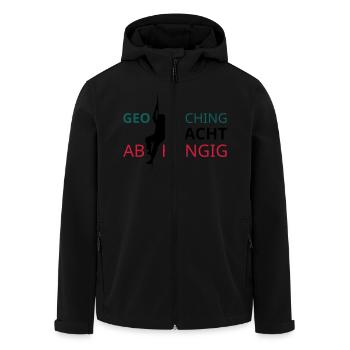 Geocaching macht abhängig - Recycelte Männer Softshell-Jacke von Stanley/Stella - Schwarz - Vorne - AI Model Male 185 light (185cm)