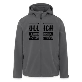Man Myth Legend Ullrich - Men’s Recycled Softshell Jacket by Stanley/Stella - black - Front - AI Model Male 185 light (185cm)