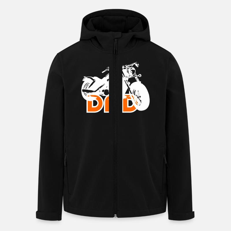 Biker DAD White/Orange Motorcycle - Men’s Recycled Softshell Jacket by Stanley/Stella - black