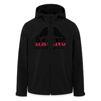 racing_team_ri2 - Men’s Recycled Softshell Jacket by Stanley/Stella - black - Front - AI Model Male 185 light (185cm)