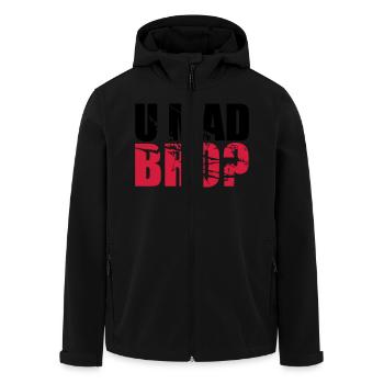 Logo U Mad BRO - Recycelte Männer Softshell-Jacke von Stanley/Stella - Schwarz - Vorne - AI Model Male 185 light (185cm)