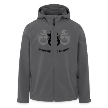 wenn_die_gang_kommt_02 - Recycelte Männer Softshell-Jacke von Stanley/Stella - Schwarz - Vorne - AI Model Male 185 light (185cm)