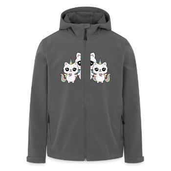 Geschwister Große Schwester Zwillinge Einhorn Cat - Recycelte Männer Softshell-Jacke von Stanley/Stella - Schwarz - Vorne - AI Model Male 185 light (185cm)