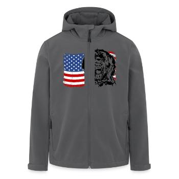 BARBET America Flag Dogs Dog Wilsigns - Men’s Recycled Softshell Jacket by Stanley/Stella - black - Front - AI Model Male 185 light (185cm)